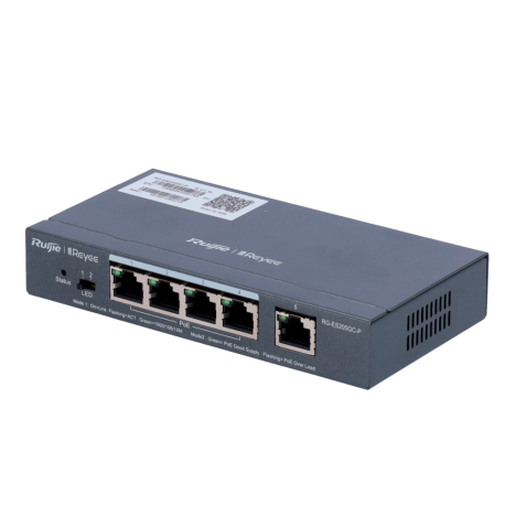 RG-ES205GC-P Reyee Switch PoE Cloud Gestionable  4 puertos PoE 802.3af/at + 1 Uplink RJ45