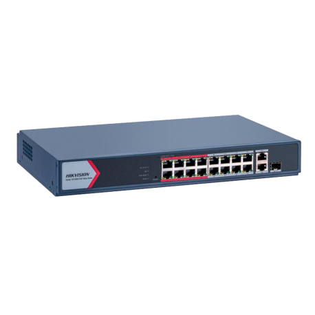 DS-3E1318P-EI/M Switch PoE Hikvision  16 puertos RJ45 FE +1 x GE RJ45 + 1x GE RJ45/SFP