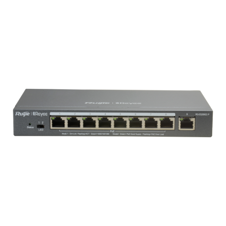 RG-ES209GC-P Reyee Switch PoE Cloud Gestionable  8 puertos PoE 802.3af/at + 1 Uplink RJ45