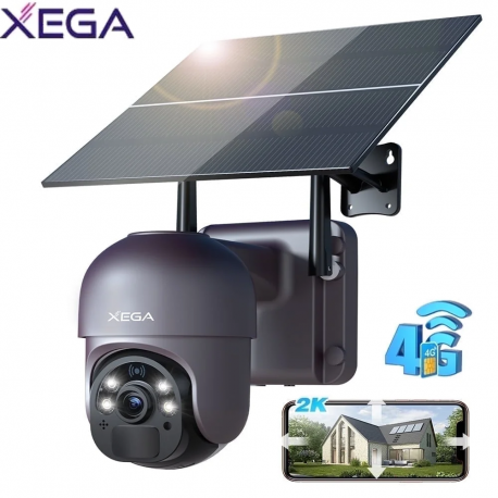 Xega XG-01 4G LTE Cámara Exterior Solar 2K HD IP66 con Batería 20 000 mAh