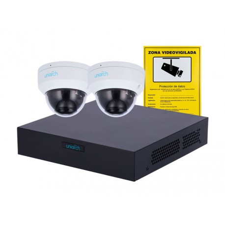 Kit Videovigilancia IP PoE 2 Cámaras 4MP Antivandálicas con NVR 4CH