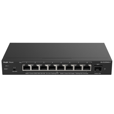 RG-ES209MG-P Reyee Switch PoE Cloud Capa 2  8 puertos PoE MultiGigabit+ 1 10Gbps SFP+